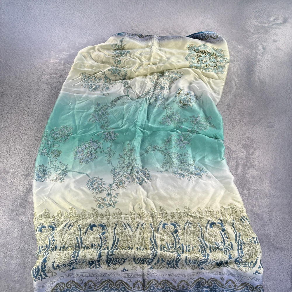 Vintage 1999 Victoria's Secret Silk Sarong Blue Ombre Paisley Coastal Coverup - Picture 8 of 10